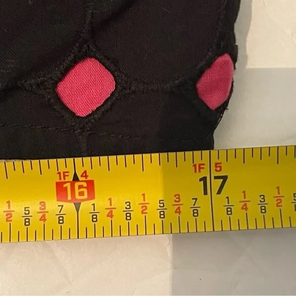 Tribal Black Pink Polka Dot Pure Cotton Skirt NWOT Size 12 Academia